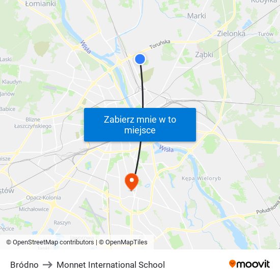 Bródno to Monnet International School map