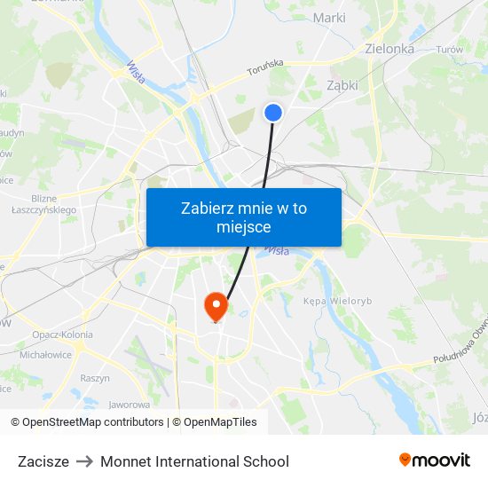 Zacisze to Monnet International School map