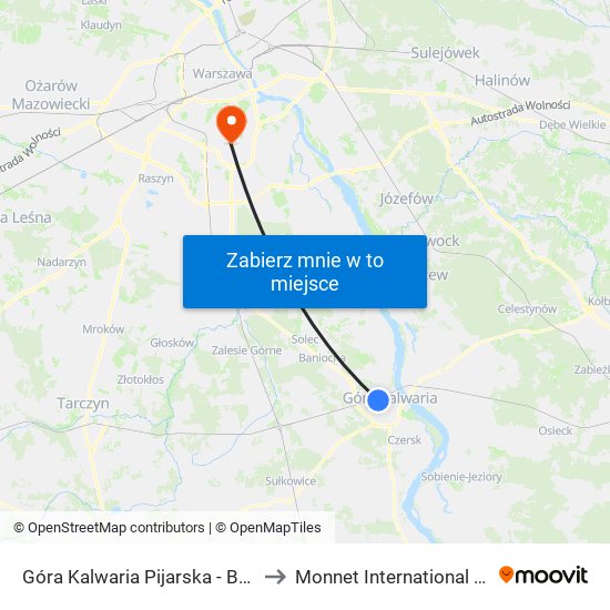 Góra Kalwaria Pijarska - Basen 01 to Monnet International School map