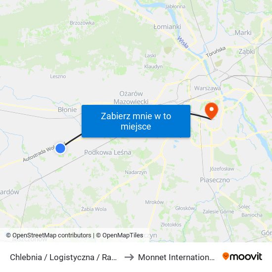 Chlebnia / Logistyczna / Raben (Nż) to Monnet International School map