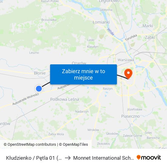 Kłudzienko / Pętla to Monnet International School map