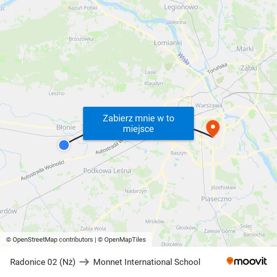 Radonice (Nż) to Monnet International School map