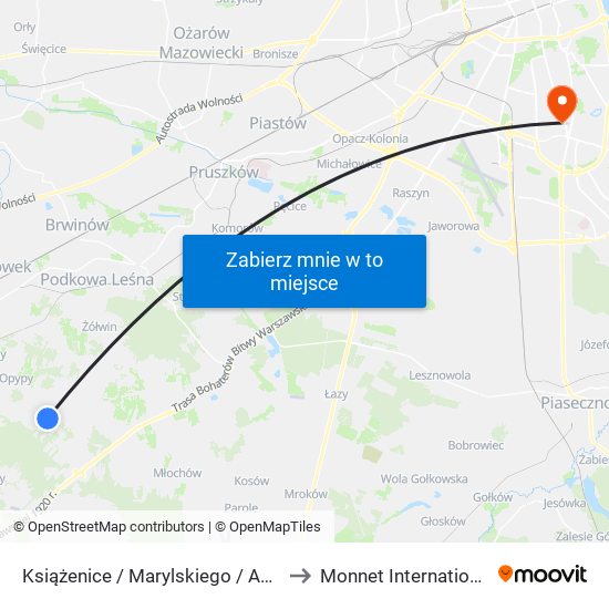 Książenice / Marylskiego / Agri-Rol 01 (Nż) to Monnet International School map