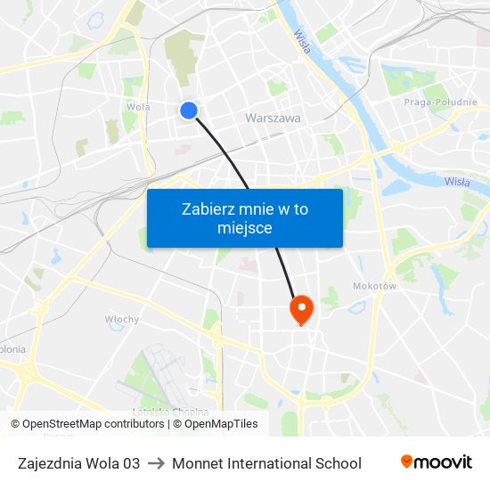 Zajezdnia Wola 03 to Monnet International School map