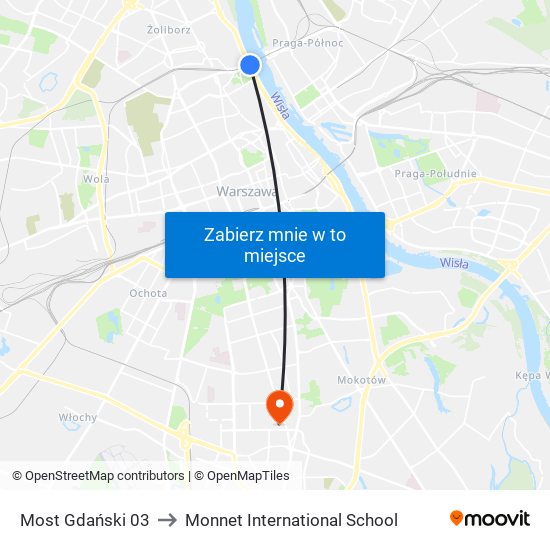 Most Gdański to Monnet International School map