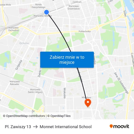 Pl. Zawiszy 13 to Monnet International School map