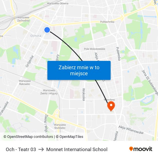 Och - Teatr 03 to Monnet International School map