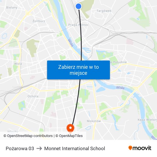 Pożarowa 03 to Monnet International School map