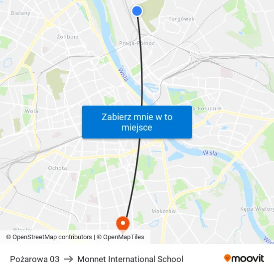 Pożarowa to Monnet International School map