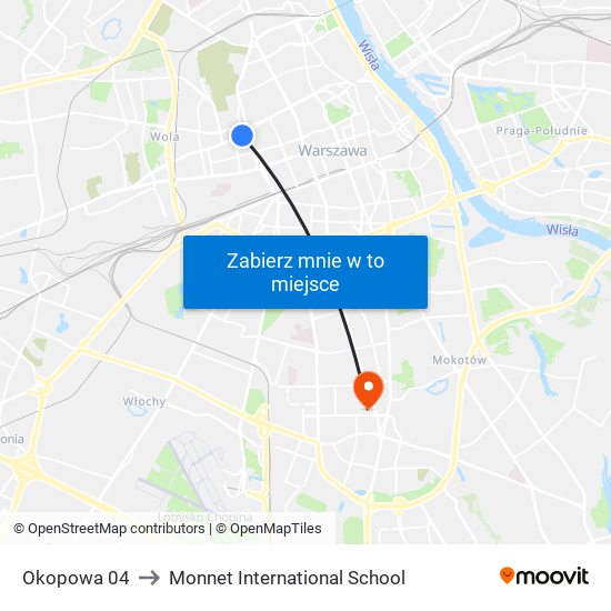 Okopowa 04 to Monnet International School map