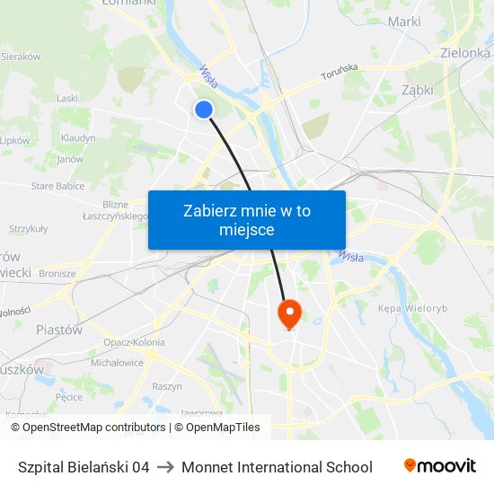 Szpital Bielański 04 to Monnet International School map