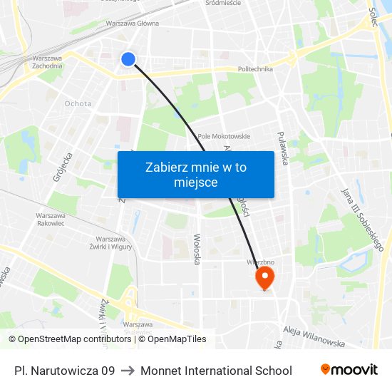 Pl. Narutowicza 09 to Monnet International School map