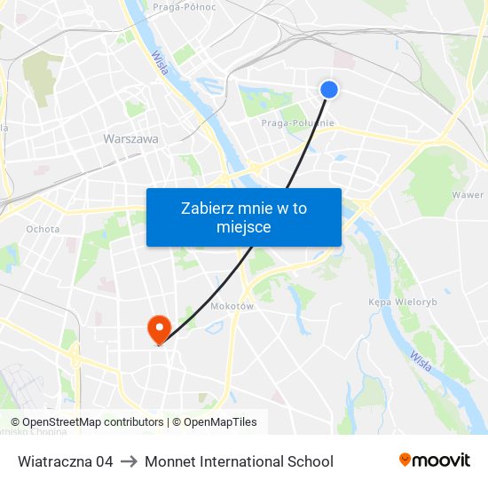 Wiatraczna 04 to Monnet International School map