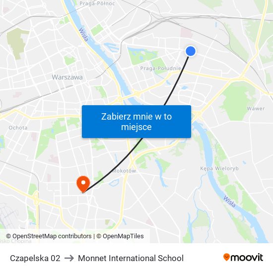 Czapelska 02 to Monnet International School map