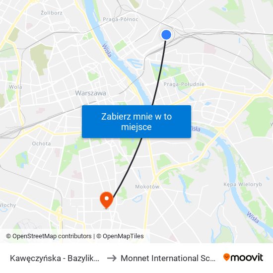 Kawęczyńska-Bazylika to Monnet International School map