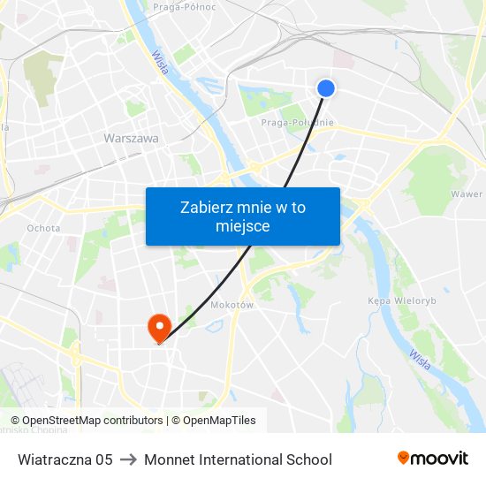 Wiatraczna 05 to Monnet International School map