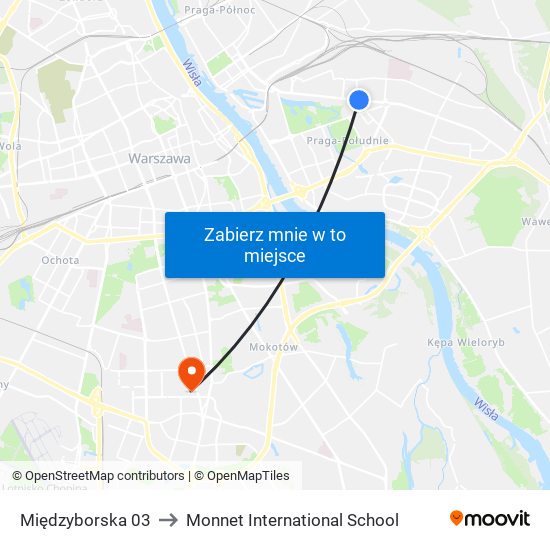 Międzyborska 03 to Monnet International School map