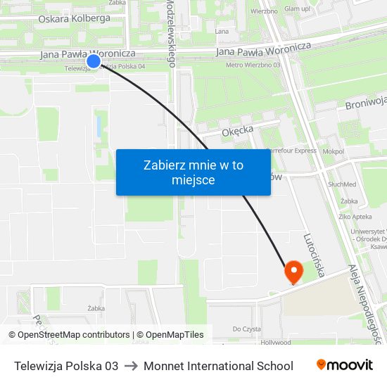 Telewizja Polska 03 to Monnet International School map