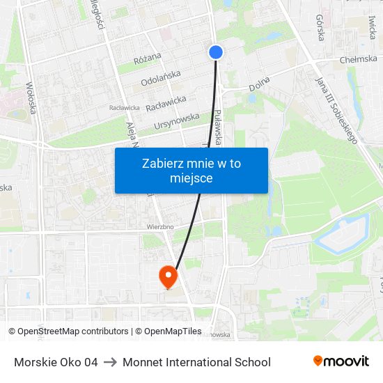 Morskie Oko 04 to Monnet International School map