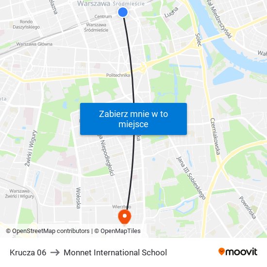 Krucza 06 to Monnet International School map