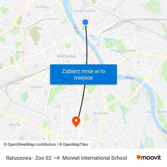 Ratuszowa - Zoo 02 to Monnet International School map