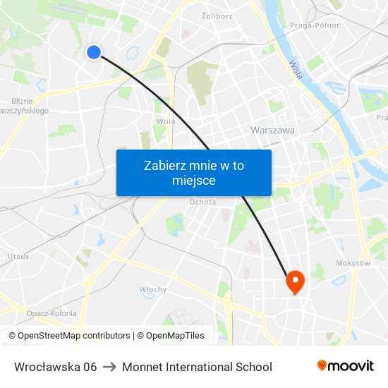 Wrocławska 06 to Monnet International School map