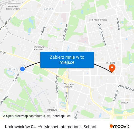 Krakowiaków 04 to Monnet International School map