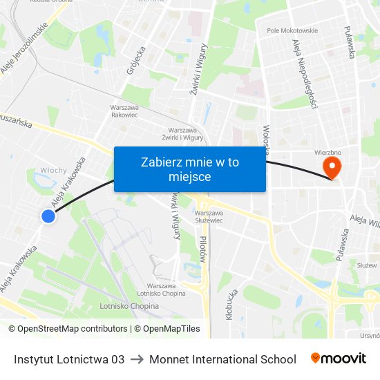 Instytut Lotnictwa to Monnet International School map