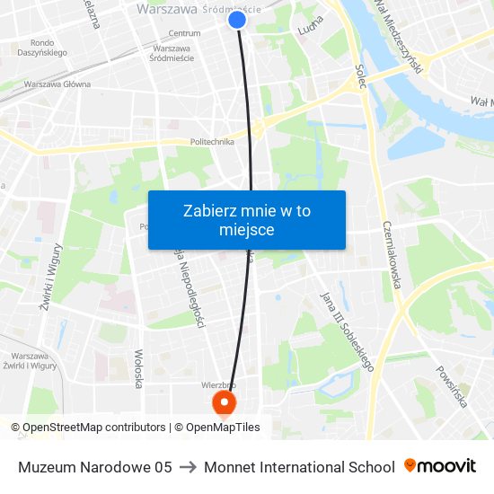 Muzeum Narodowe 05 to Monnet International School map