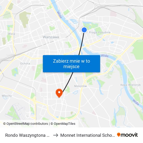 Rondo Waszyngtona 08 to Monnet International School map