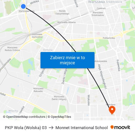 PKP Wola (Wolska) 03 to Monnet International School map