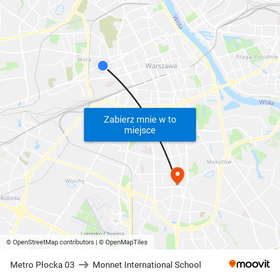 Metro Płocka 03 to Monnet International School map