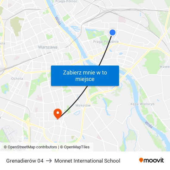 Grenadierów 04 to Monnet International School map