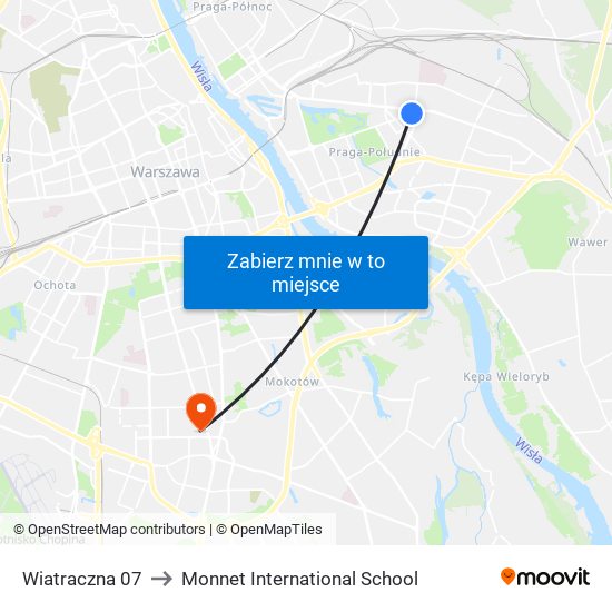 Wiatraczna 07 to Monnet International School map