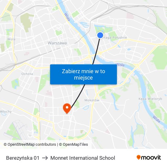 Berezyńska to Monnet International School map