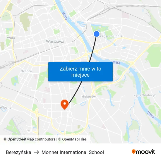 Berezyńska to Monnet International School map