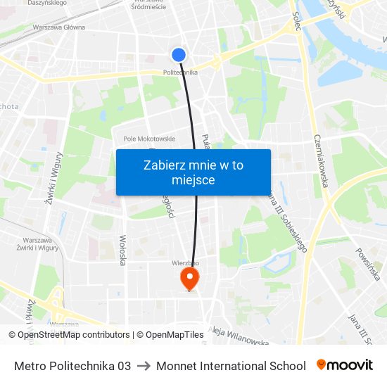 Metro Politechnika 03 to Monnet International School map