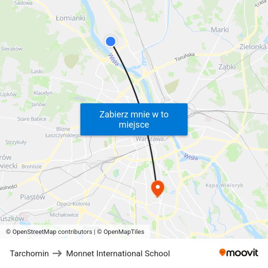 Tarchomin to Monnet International School map