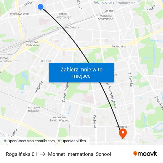 Rogalińska 01 to Monnet International School map