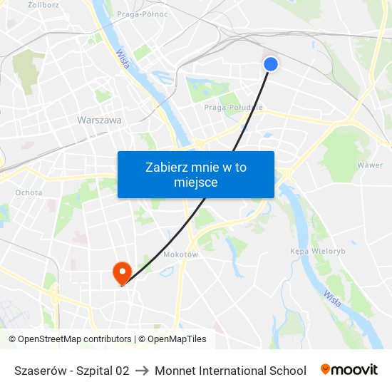 Szaserów - Szpital 02 to Monnet International School map