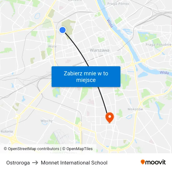 Ostroroga to Monnet International School map