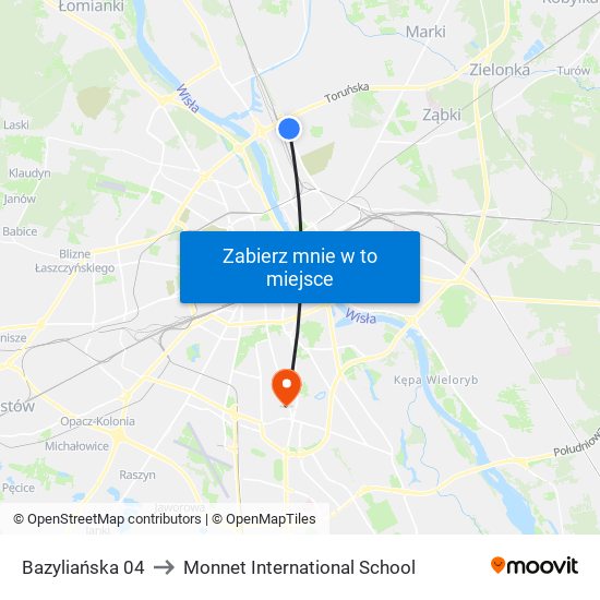 Bazyliańska 04 to Monnet International School map