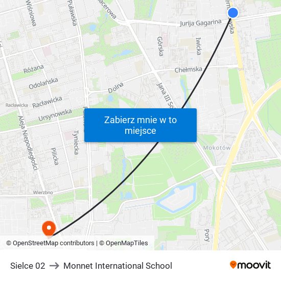 Sielce 02 to Monnet International School map