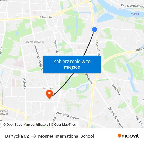 Bartycka 02 to Monnet International School map