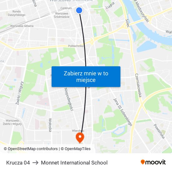 Krucza 04 to Monnet International School map