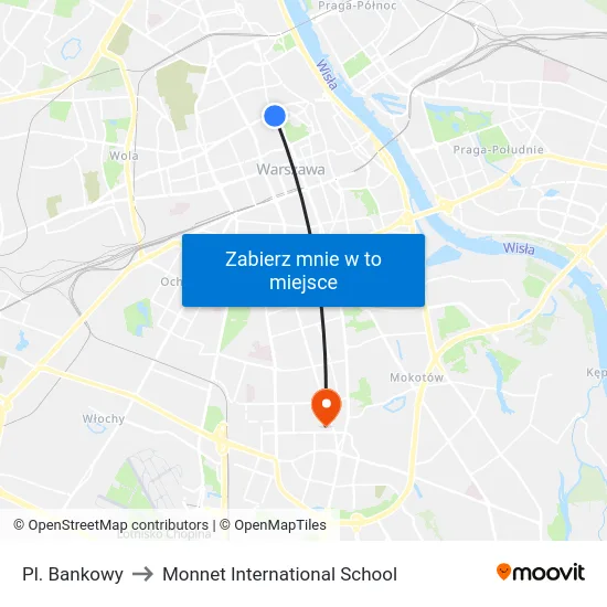 Pl. Bankowy to Monnet International School map