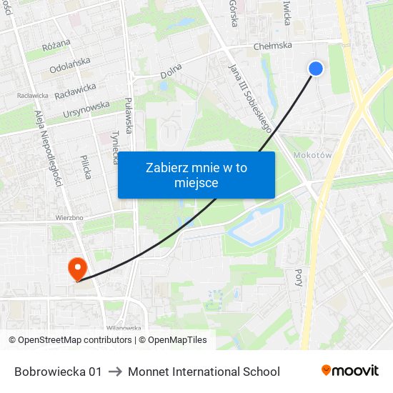 Bobrowiecka 01 to Monnet International School map