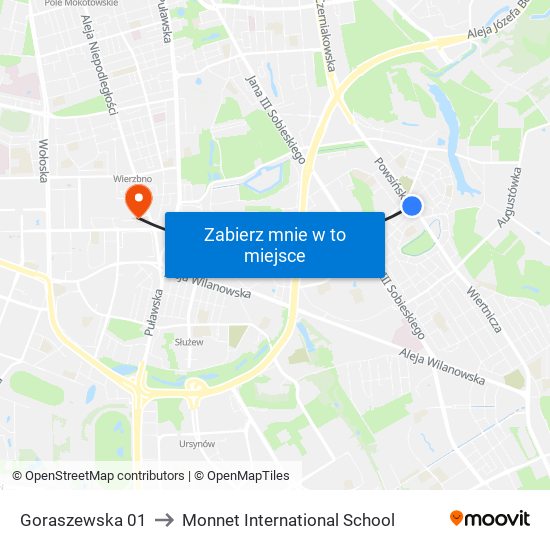 Goraszewska 01 to Monnet International School map