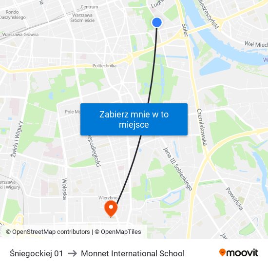 Śniegockiej to Monnet International School map