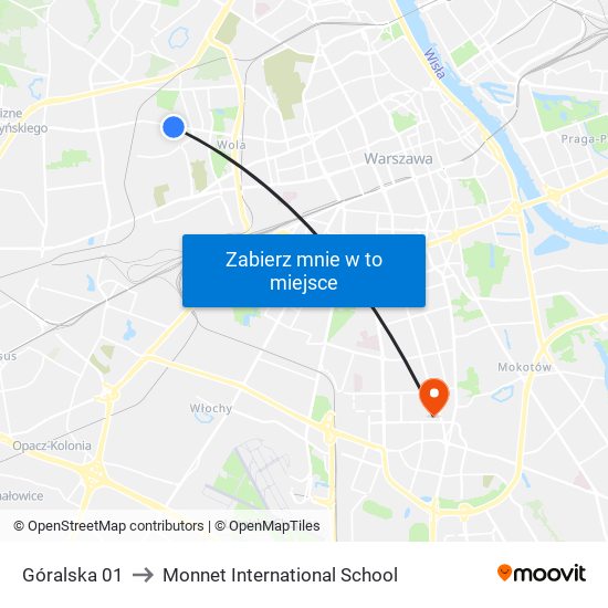 Góralska 01 to Monnet International School map